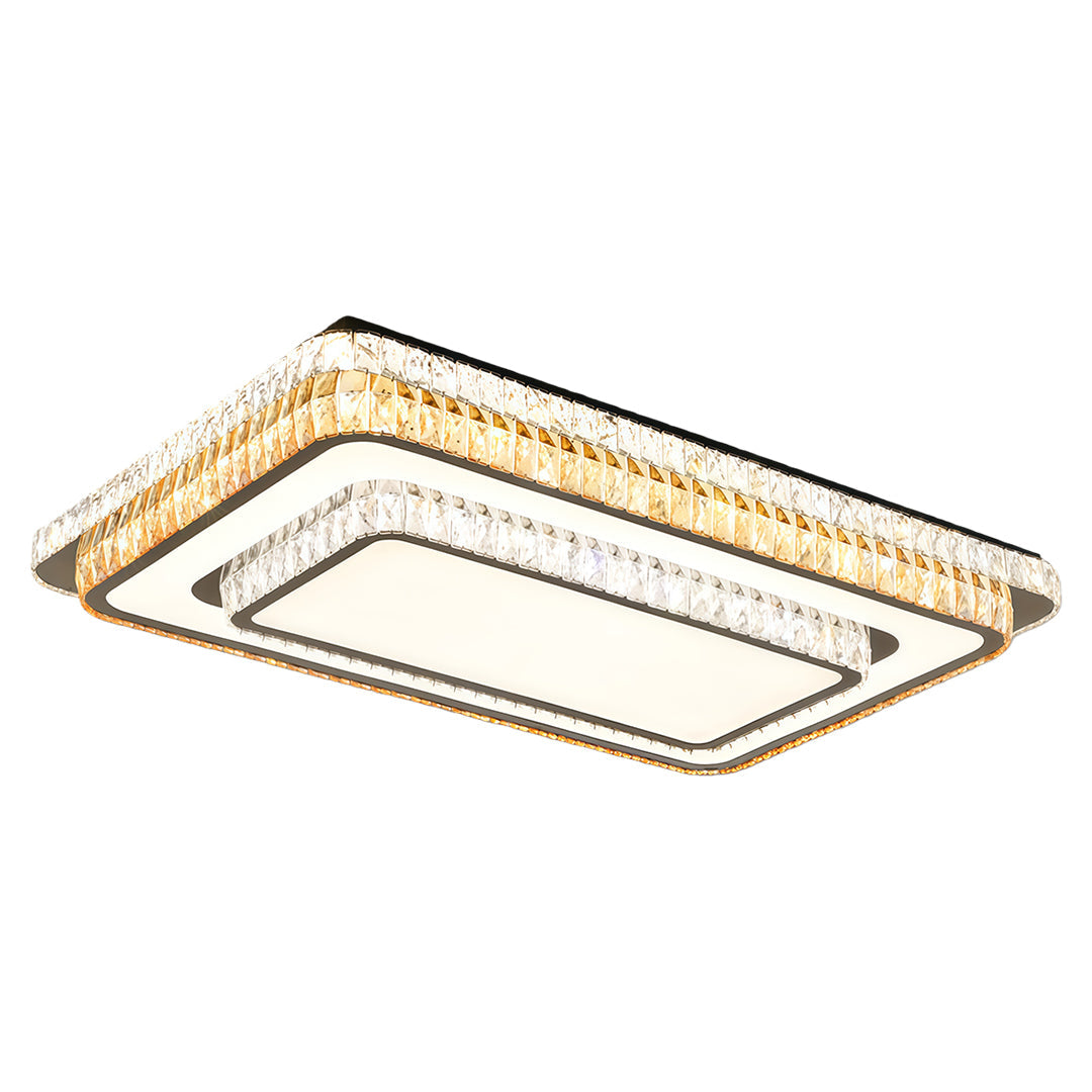 Crystal Flush Mount Ceiling Light with Chrome Frame, Modern LED Ceiling Lamp