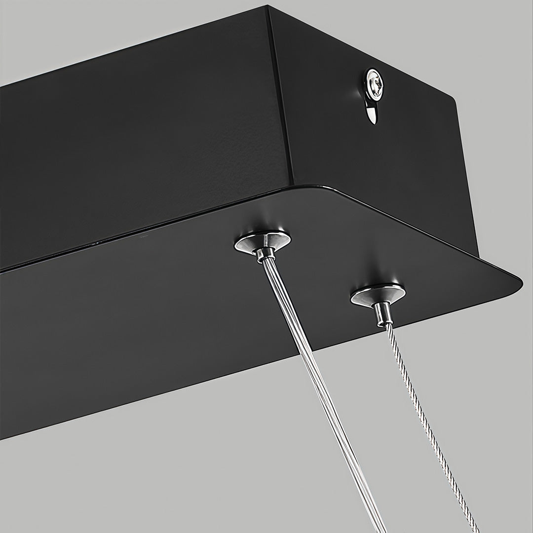 Modern Rectangular LED Pendant Light in Matte Black for Kitchen Island and Dining Room