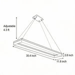 Modern Rectangular LED Pendant Light in Matte Black for Kitchen Island and Dining Room