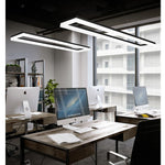 Modern Rectangular LED Pendant Light in Matte Black for Kitchen Island and Dining Room