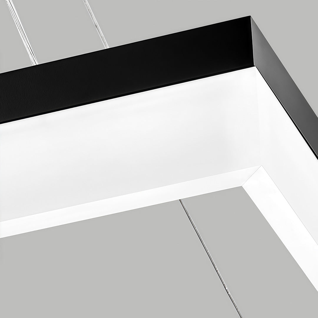Modern Rectangular LED Pendant Light in Matte Black for Kitchen Island and Dining Room