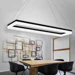 Modern Rectangular LED Pendant Light in Matte Black for Kitchen Island and Dining Room