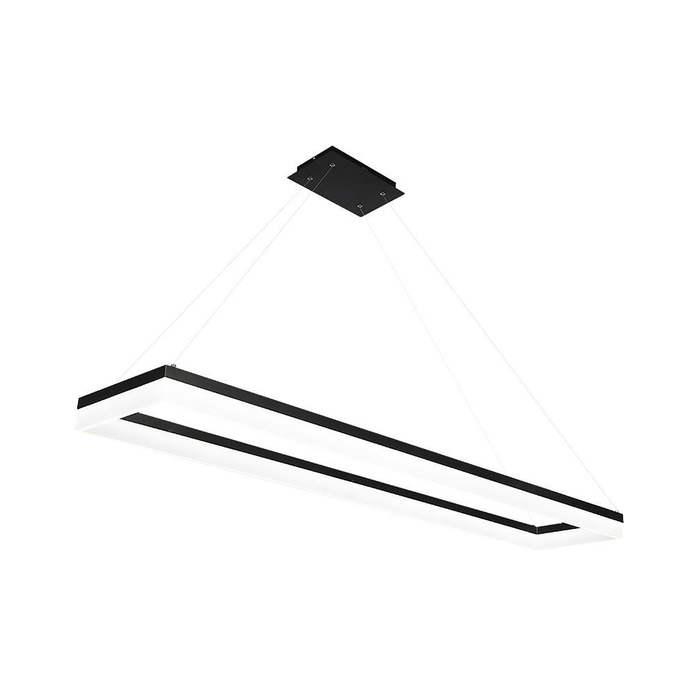 Modern Rectangular LED Pendant Light in Matte Black for Kitchen Island and Dining Room