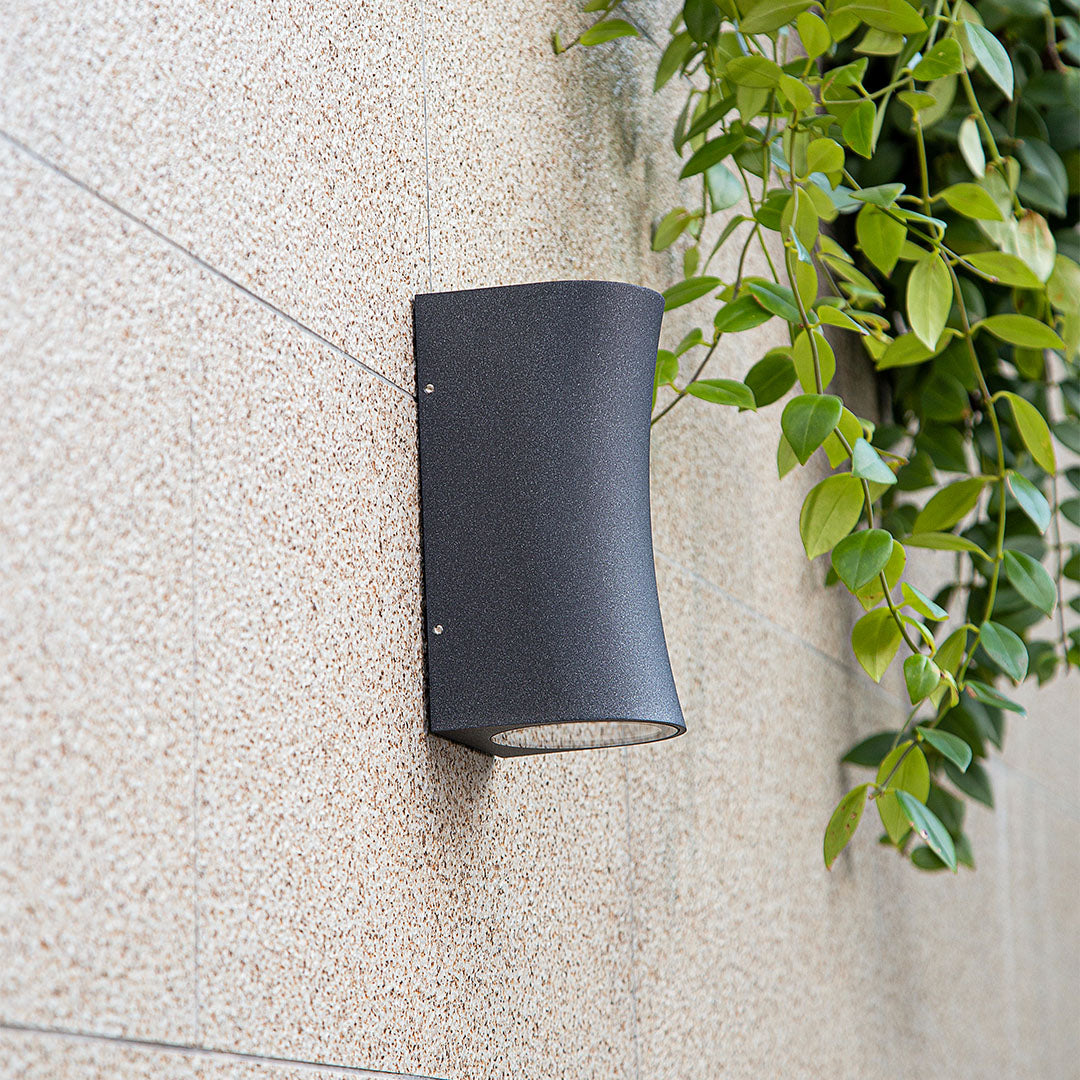 Aria Up-Down LED Outdoor Wall Light in Black Aluminum