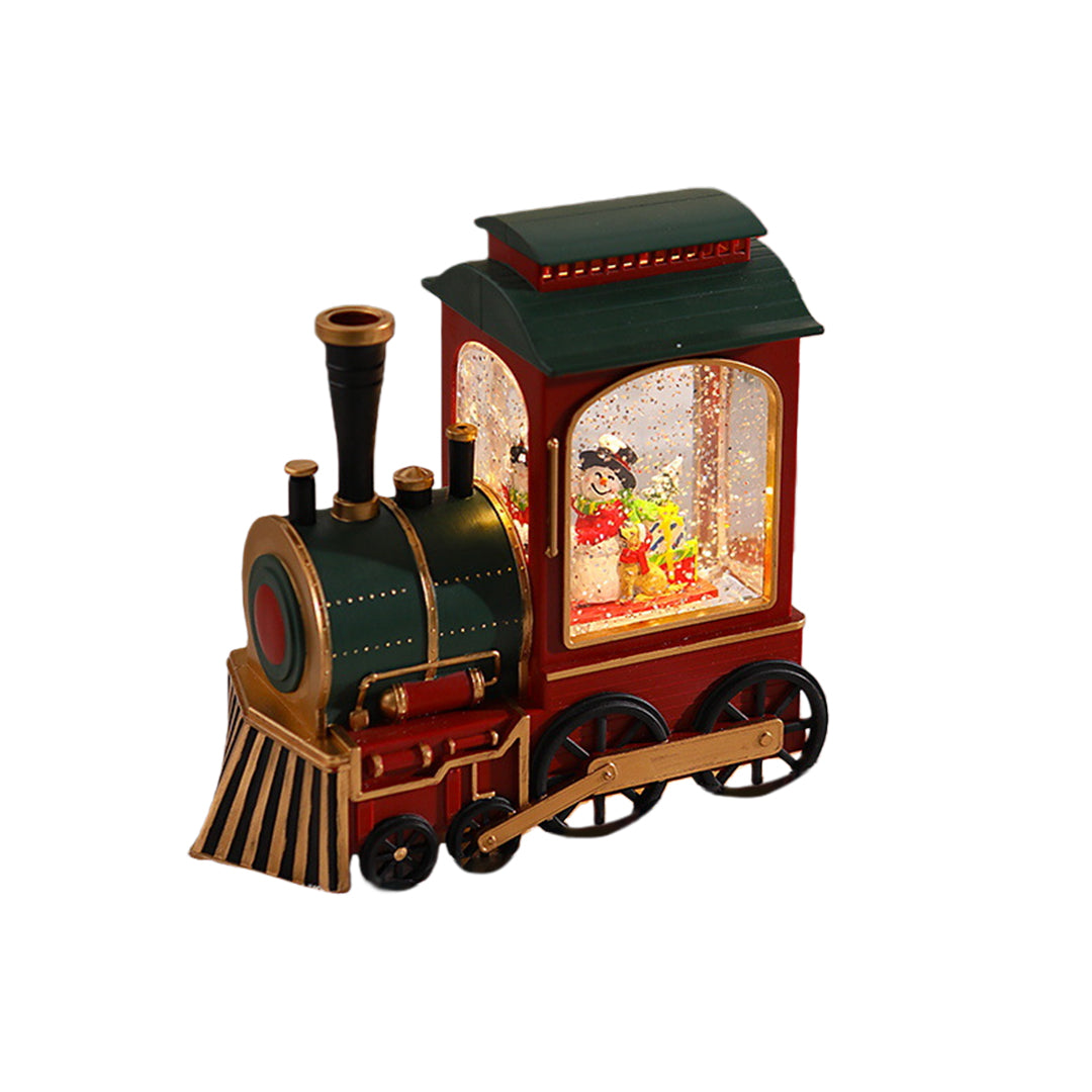 Nordic Christmas Train Table Lamp with Santa and Snowfall Effect