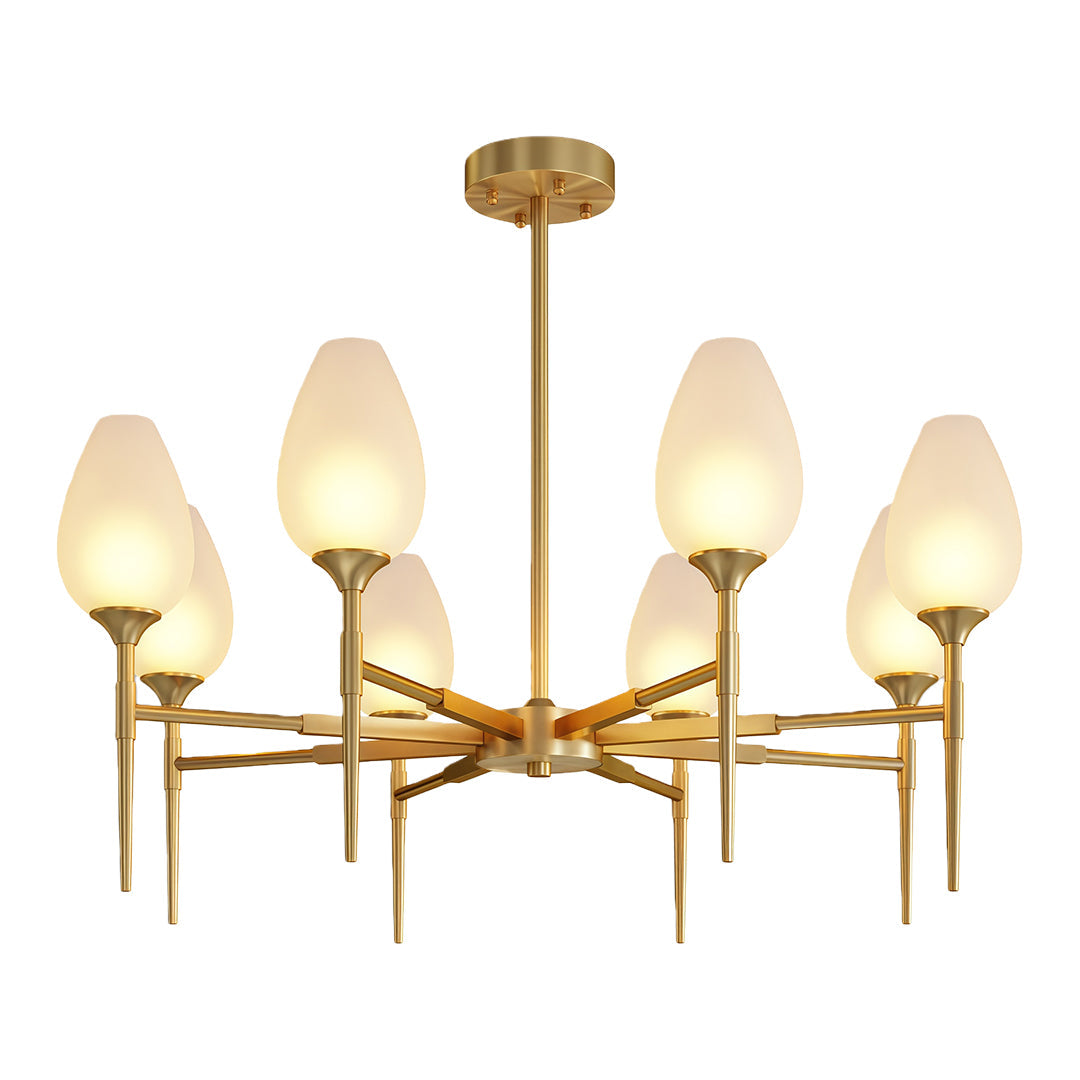 Lumina Brass Glass Chandelier – Modern Minimalist Ceiling Light