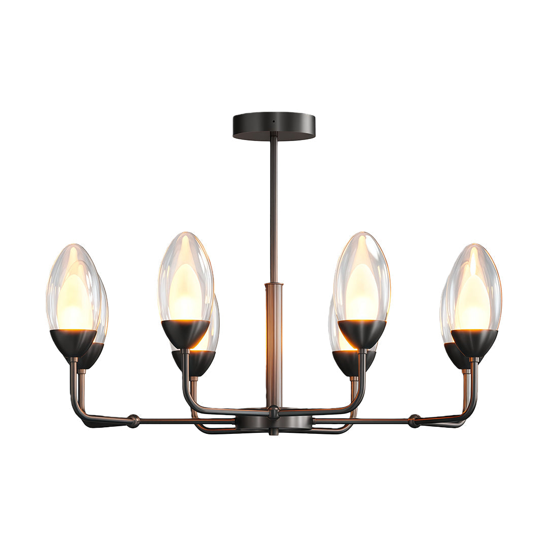 Luxury Copper Modern Chandelier with Clear Glass Shades