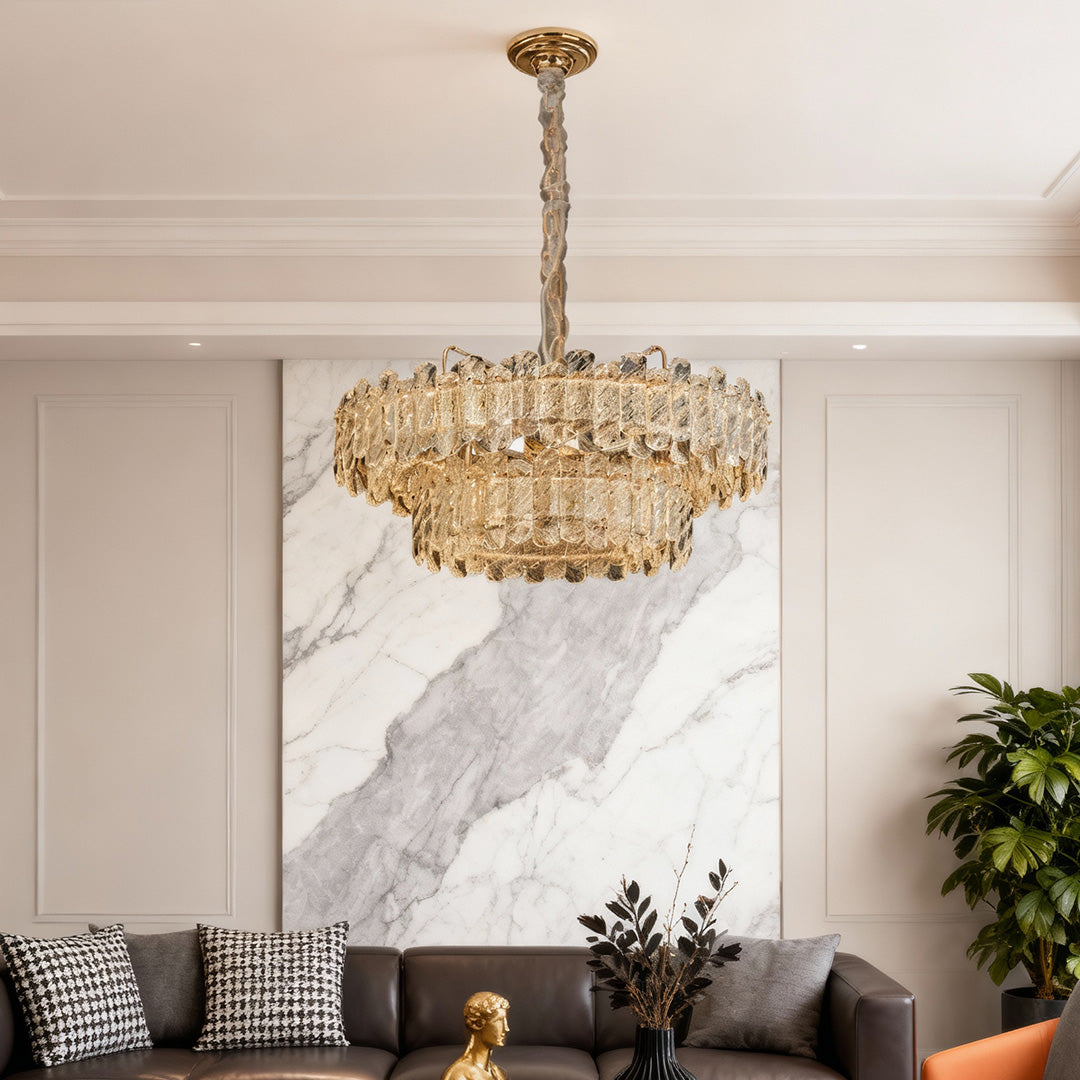 Lumina Crystal Chandelier in Champagne Gold with Adjustable LED Lighting