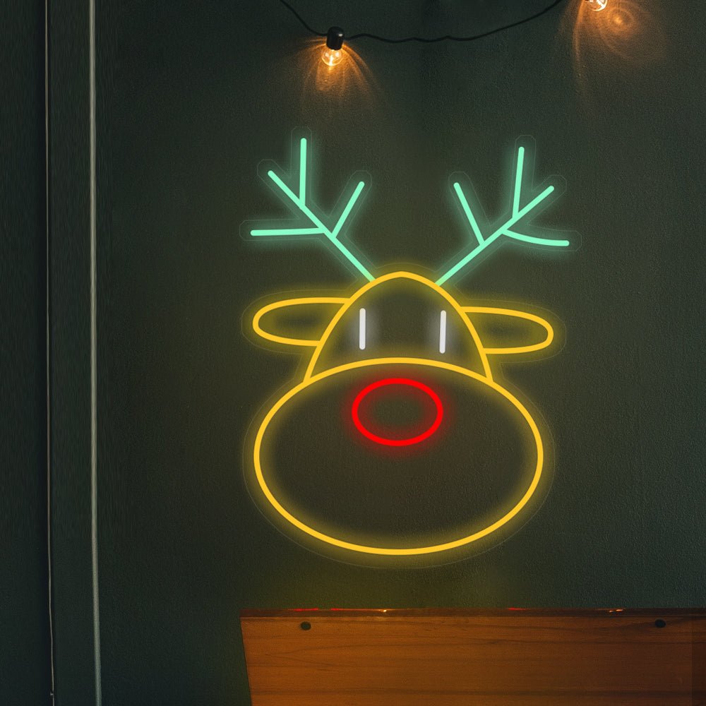 LED Neon Reindeer Head Wall Art with Dimmer – Modern Holiday Glow