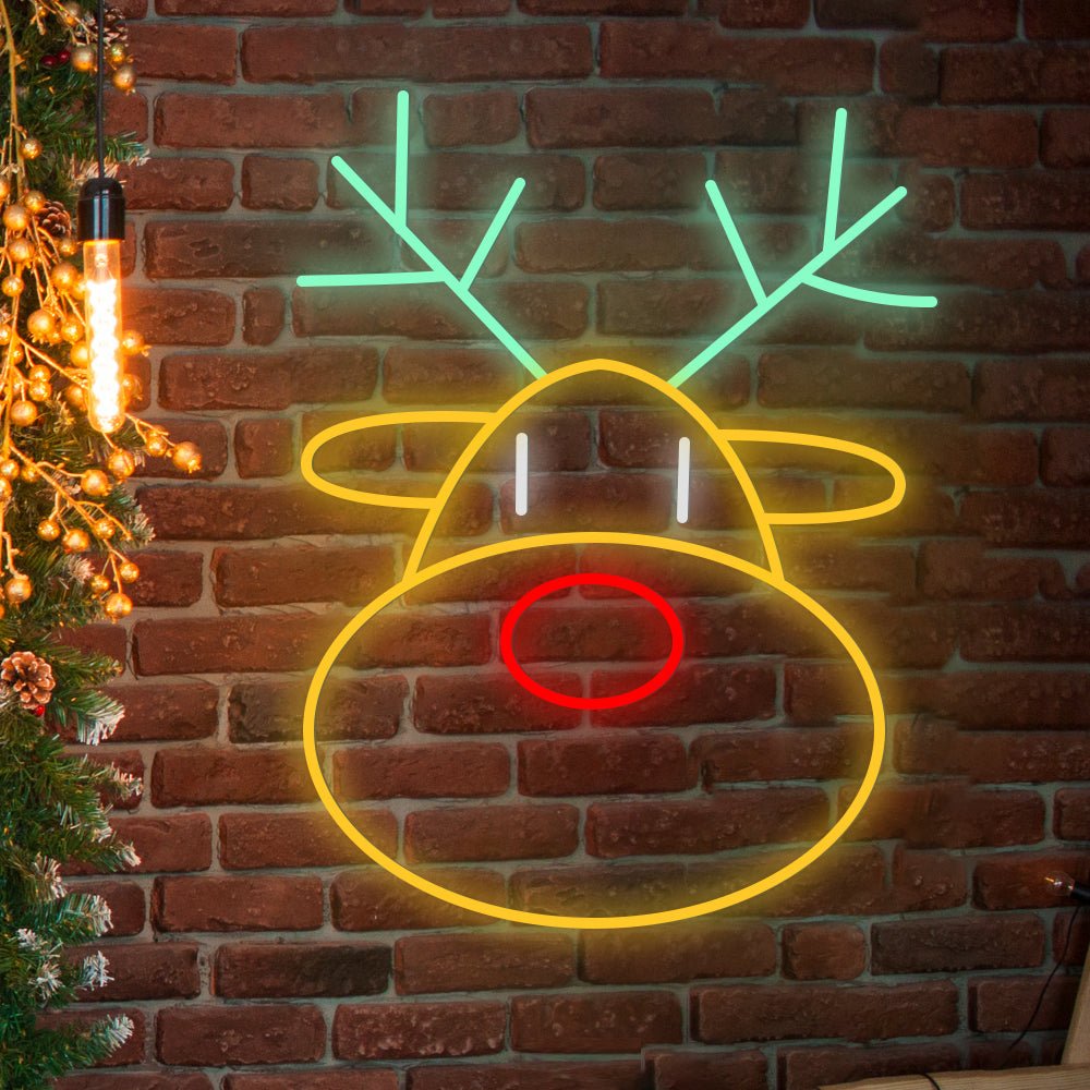 LED Neon Reindeer Head Wall Art with Dimmer – Modern Holiday Glow