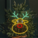 LED Neon Reindeer Head Wall Art with Dimmer – Modern Holiday Glow