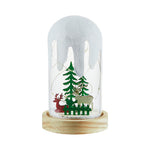 Nordic Snow Scene Table Lamp with Wooden Base and Warm LED Light