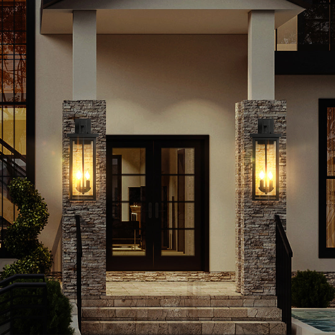 Noir Outdoor Wall Sconce — IP65 Waterproof Iron LED Lantern for Courtyard & Entryway