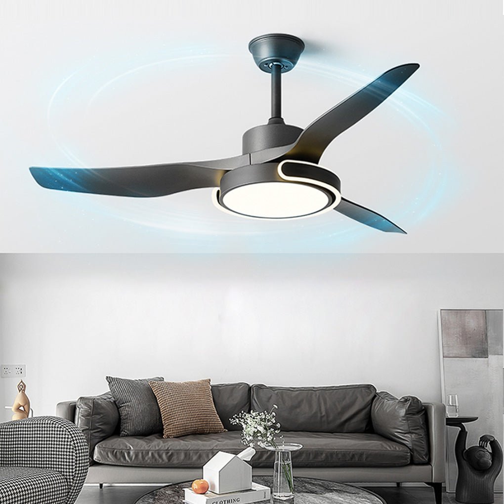 Modern Ceiling Fan with Dimmable LED Light and Remote Control