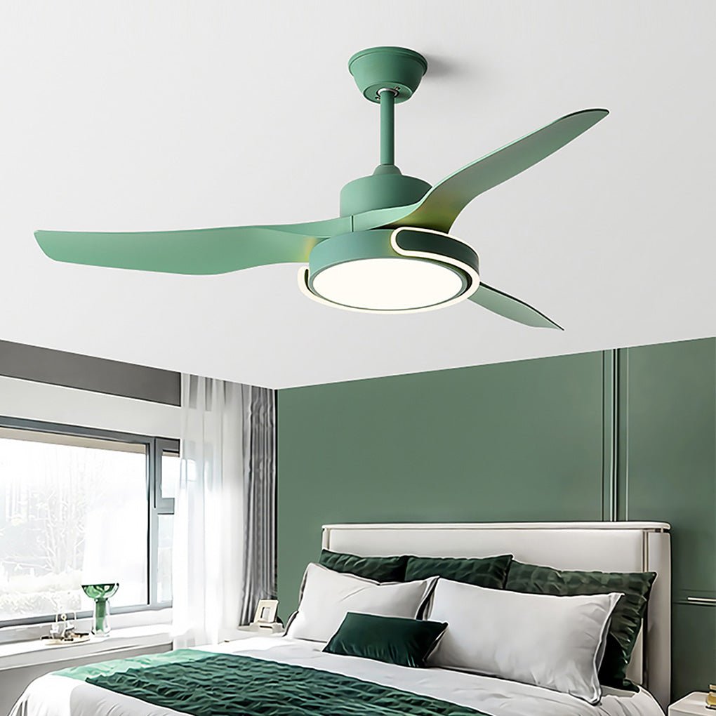 Modern Ceiling Fan with Dimmable LED Light and Remote Control