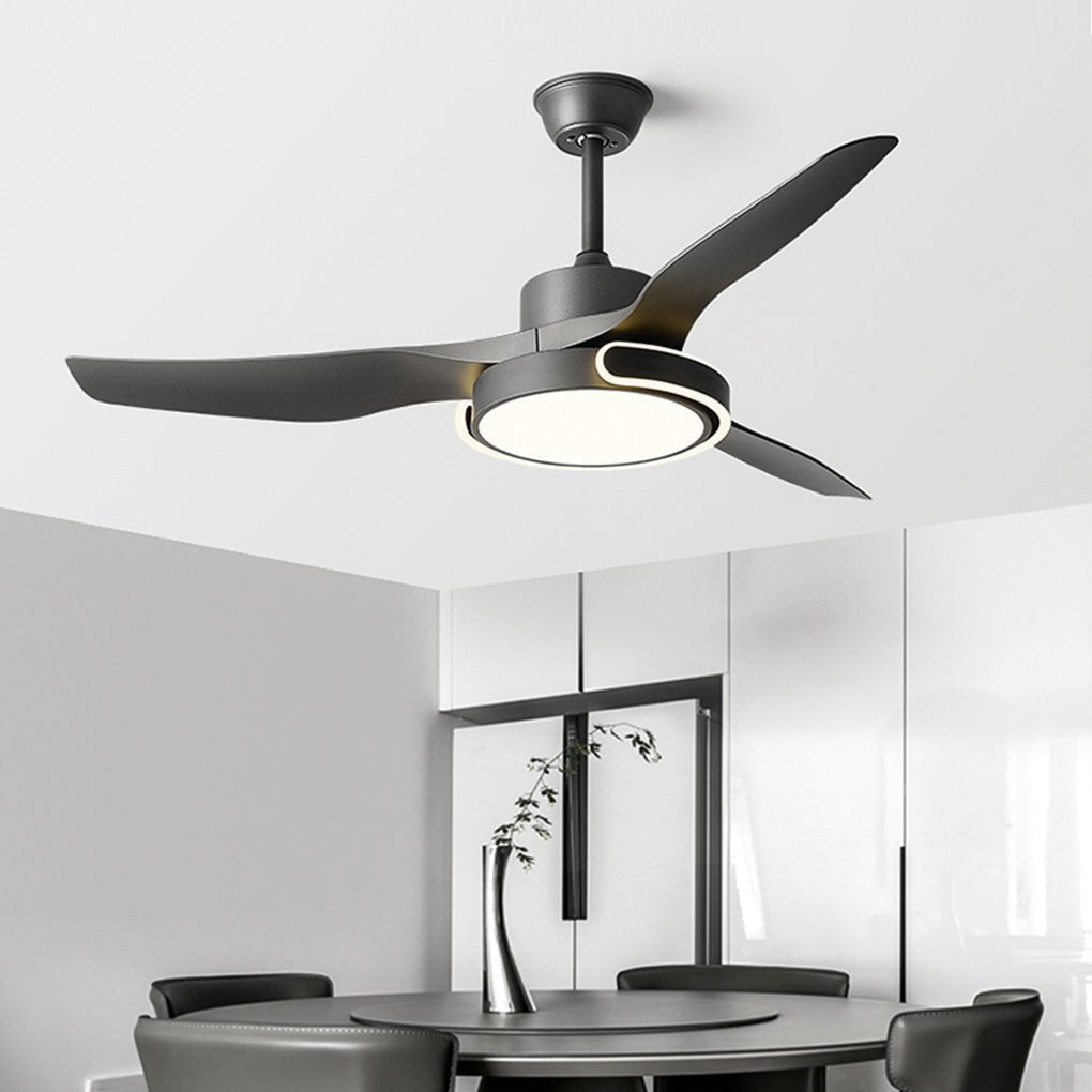 Modern Ceiling Fan with Dimmable LED Light and Remote Control