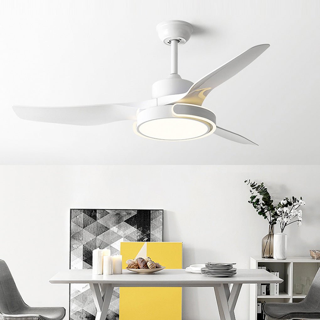 Modern Ceiling Fan with Dimmable LED Light and Remote Control