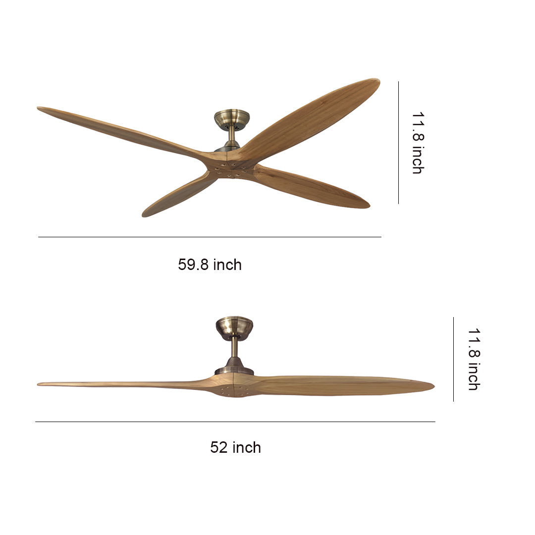 Aria 60" Modern Wood Ceiling Fan with Remote, Bronze Finish