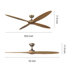 Aria 60" Modern Wood Ceiling Fan with Remote, Bronze Finish