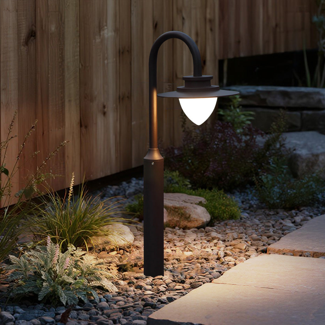 Minimalist Gooseneck Pathway Light with Warm LED Glow for Modern Gardens