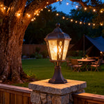 Aria Black Aluminum Post Light with Clear Glass Shade – Weatherproof Outdoor Pillar Lamp
