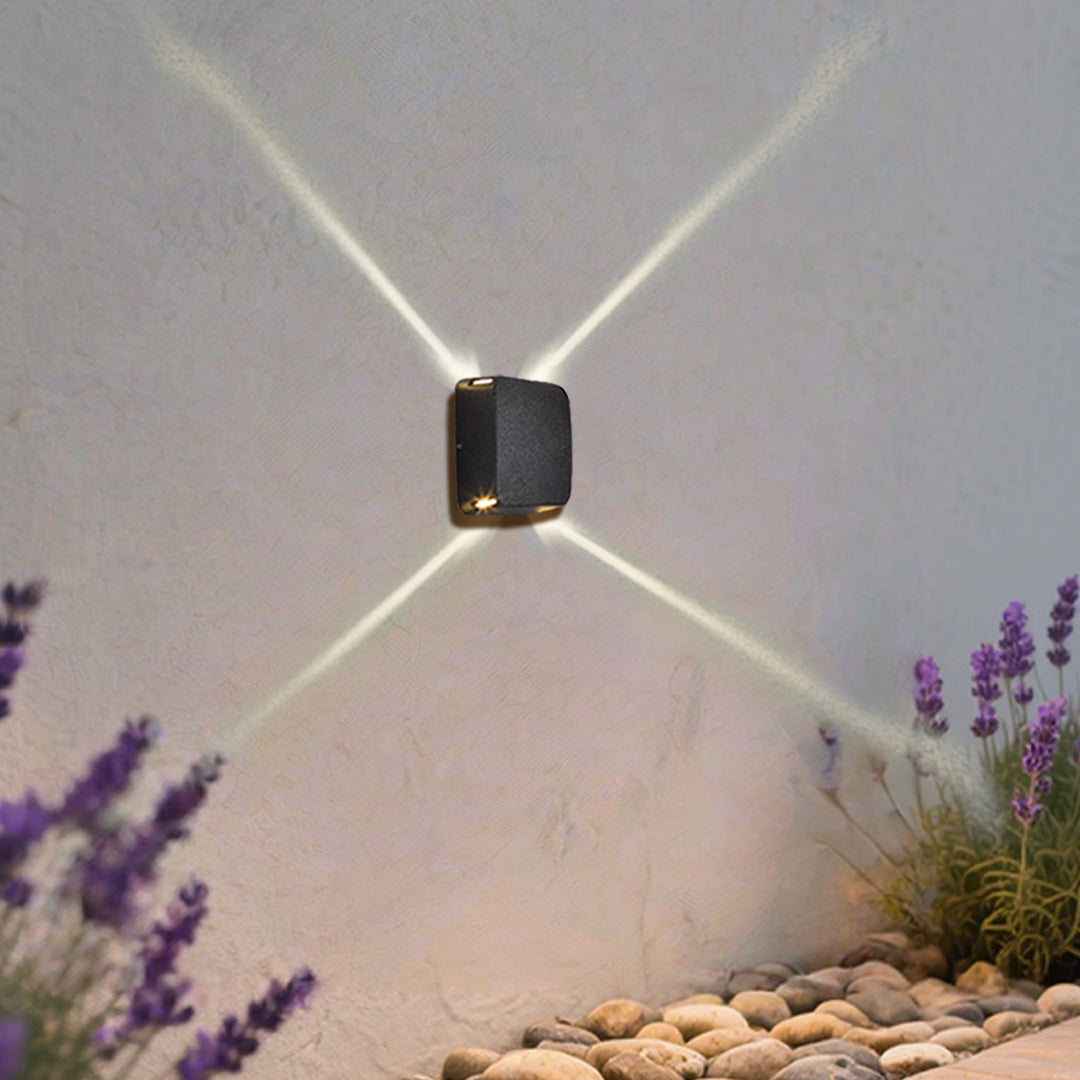 Minimalist Waterproof Outdoor Wall Light with Four-Sided LED Glow