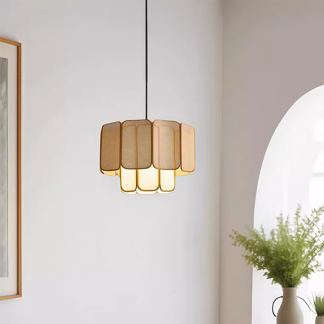 Handwoven Rattan Pendant Light with Wabi-Sabi Aesthetic