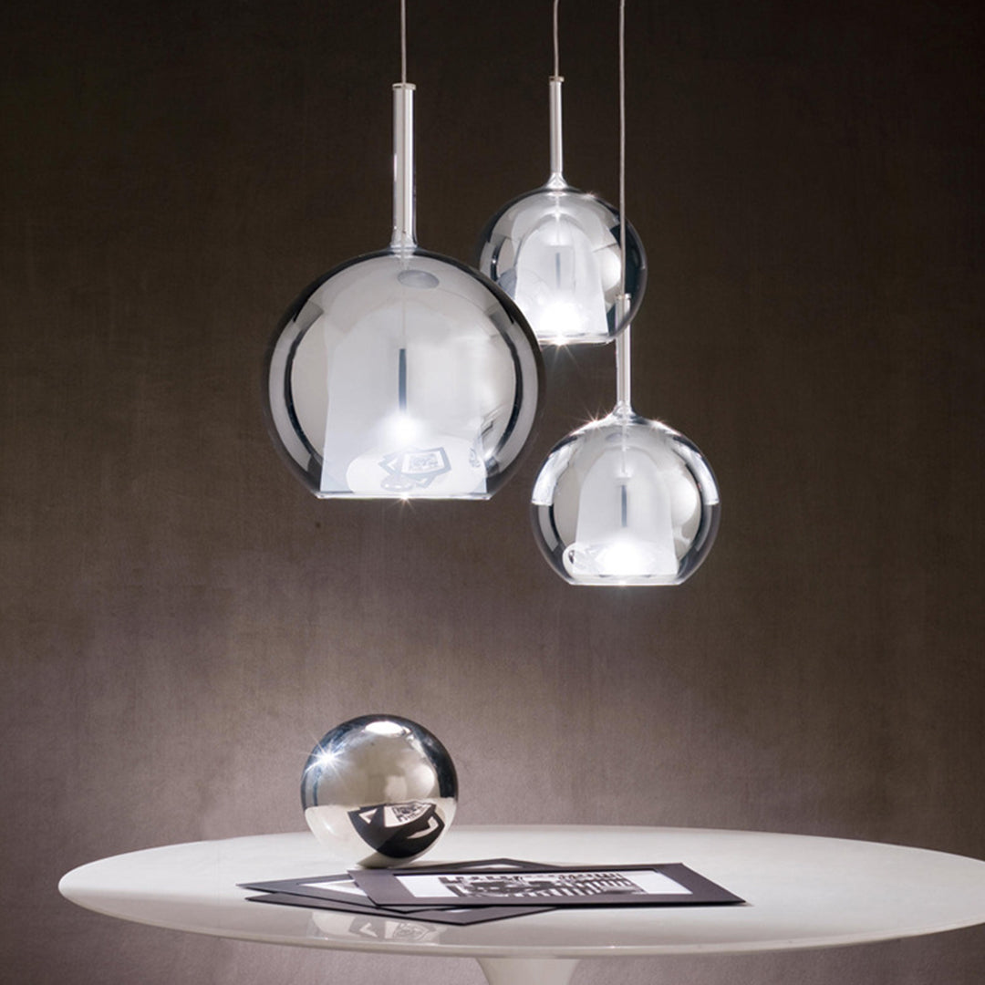 Nordic Hand-Blown Glass Ball Pendant Light for Dining Room & Living Room