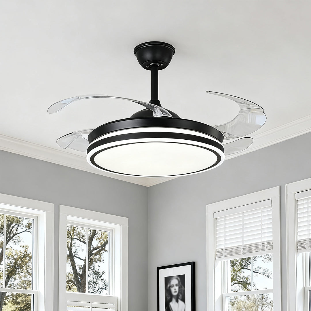 Noir All-Copper Ceiling Fan with Dimmable LED Light and Remote
