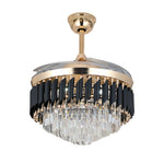 Luxury Black Ceiling Fan with Crystal Light and Transparent Blades