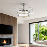 Lumière Crystal Ceiling Fan with Dimmable LED Light in Nickel