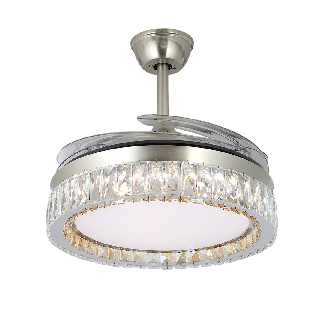 Lumière Crystal Ceiling Fan with Dimmable LED Light in Nickel