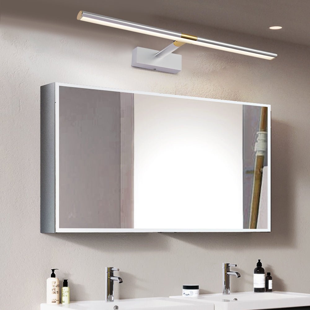 Adjustable LED Vanity Light with Retractable Rod in Matte Aluminum