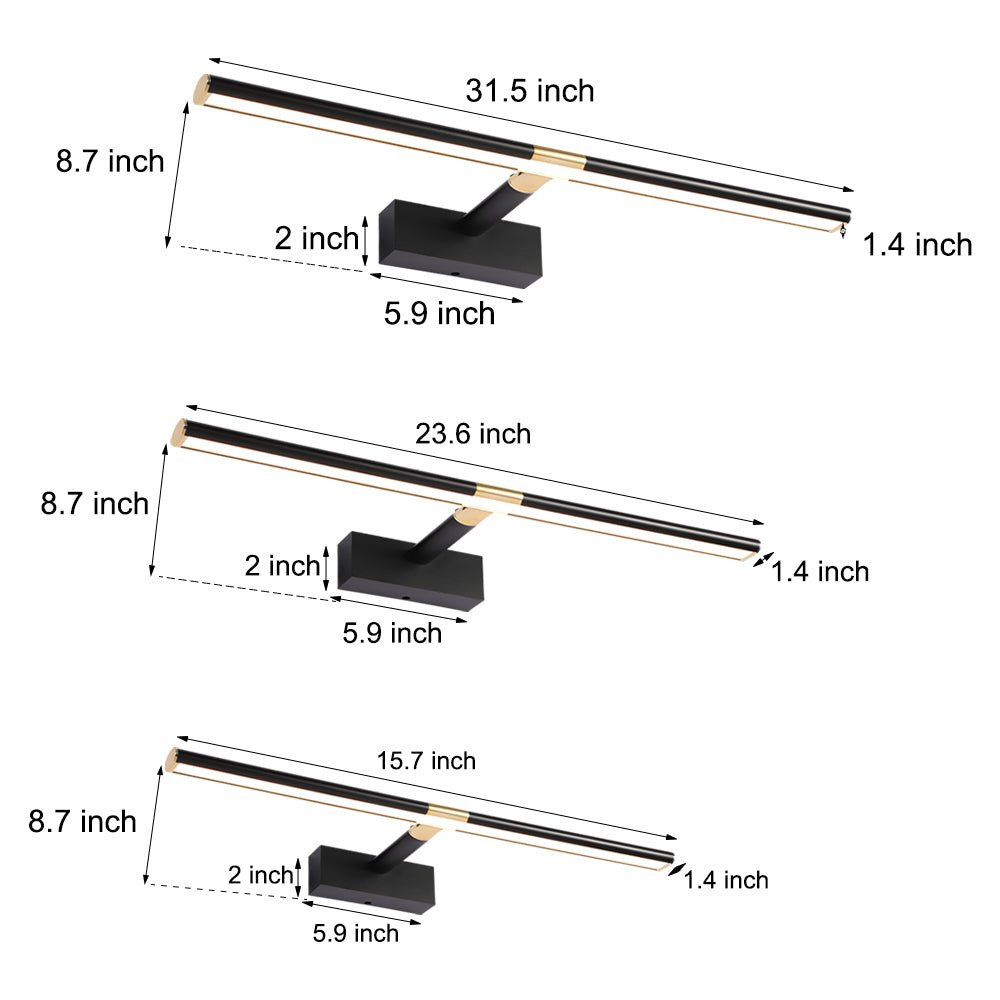 Adjustable LED Vanity Light with Retractable Rod in Matte Aluminum