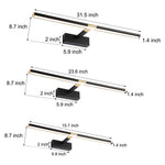 Adjustable LED Vanity Light with Retractable Rod in Matte Aluminum