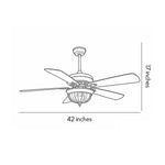 Retro Wooden Ceiling Fan with Dimmable LED Light, 42 Inch, Country Style