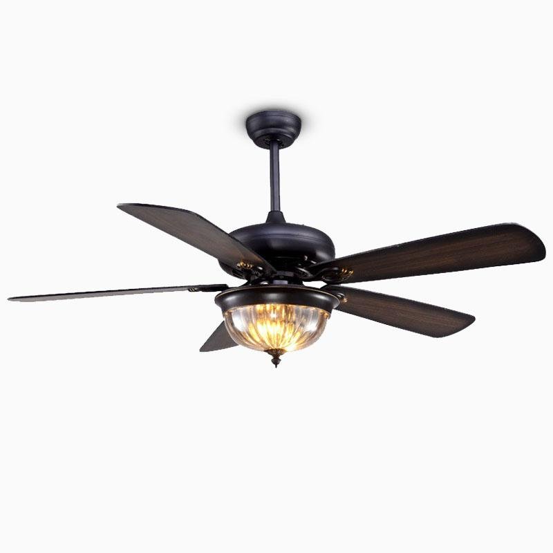 Retro Wooden Ceiling Fan with Dimmable LED Light, 42 Inch, Country Style