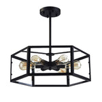 Retro Creative Geometric Hexagonal Glass Led Ceiling Light For Cafe Restaurant