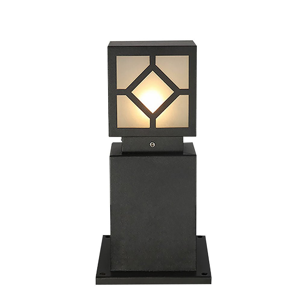 Retro European Solar Bollard Light with Frosted Glass Shade