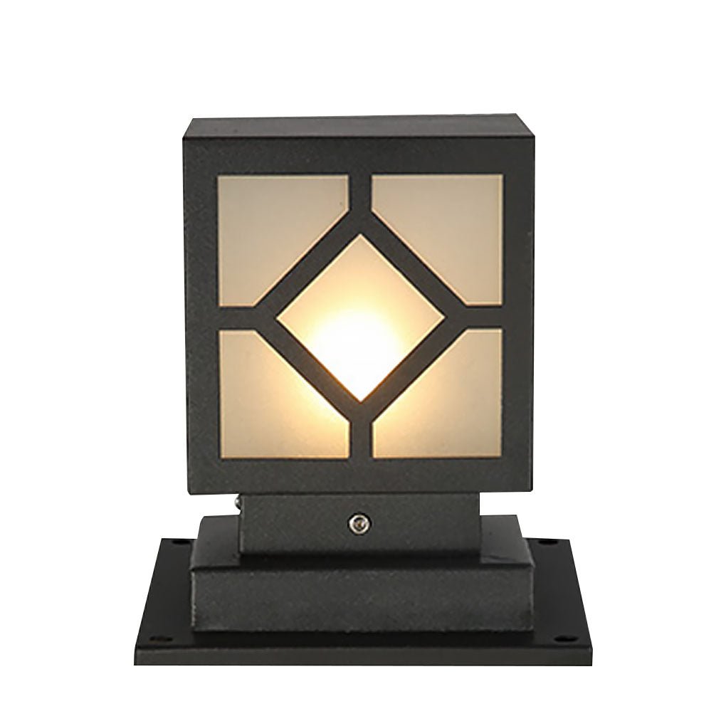 Retro European Solar Bollard Light with Frosted Glass Shade