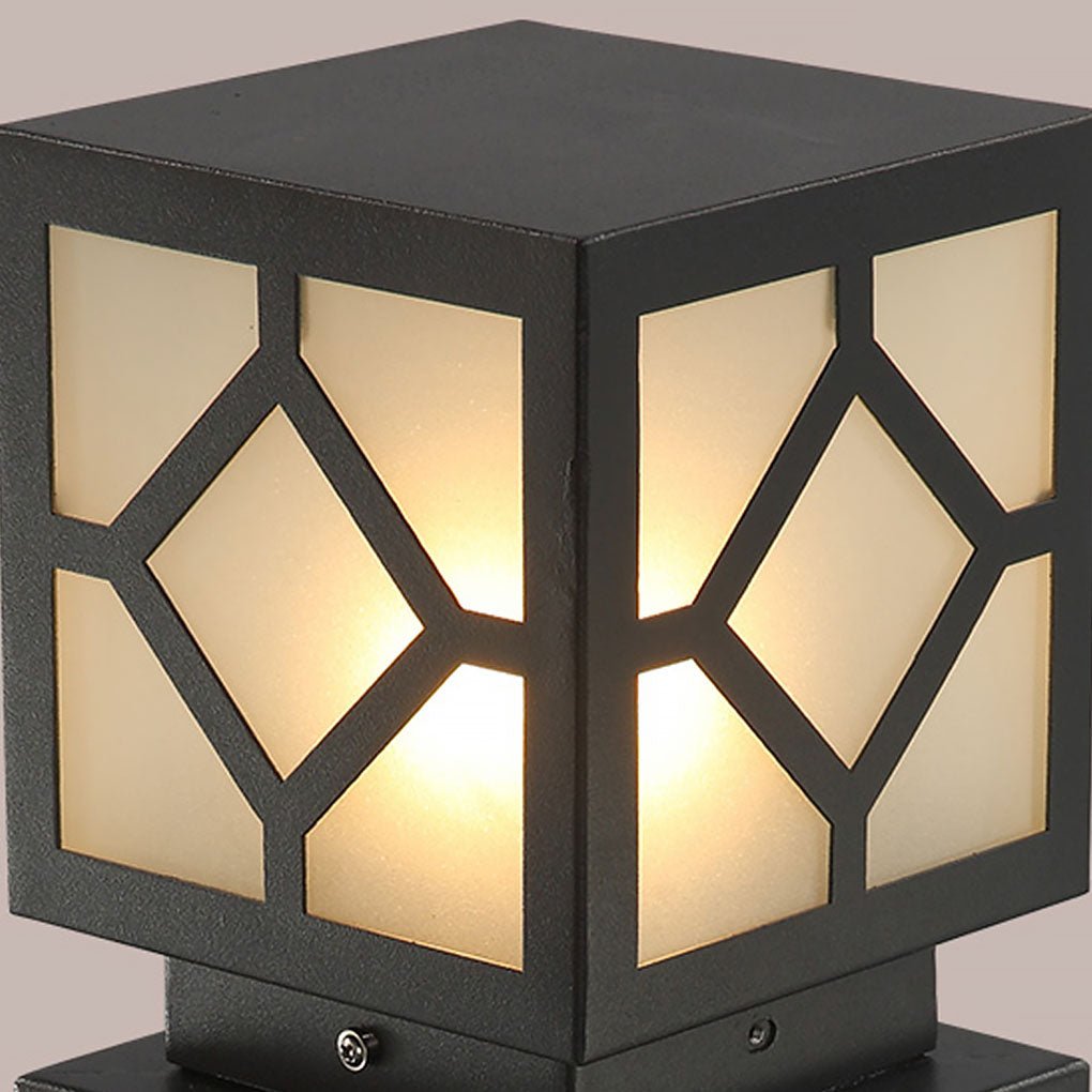 Retro European Solar Bollard Light with Frosted Glass Shade