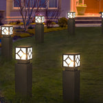 Retro European Solar Bollard Light with Frosted Glass Shade