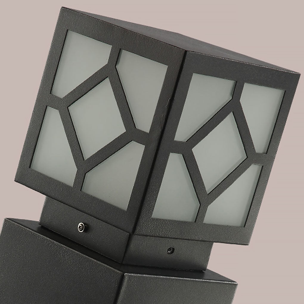 Retro European Solar Bollard Light with Frosted Glass Shade