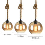 Artisan Glass Pendant Light with Natural Hemp Rope – Minimalist LED Ceiling Lamp