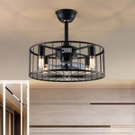 Retro Industrial Timing Three Speed Wind Regulation Mute Cage Ceiling Fan Lamp