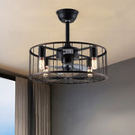 Retro Industrial Timing Three Speed Wind Regulation Mute Cage Ceiling Fan Lamp
