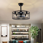 Retro Industrial Timing Three Speed Wind Regulation Mute Cage Ceiling Fan Lamp