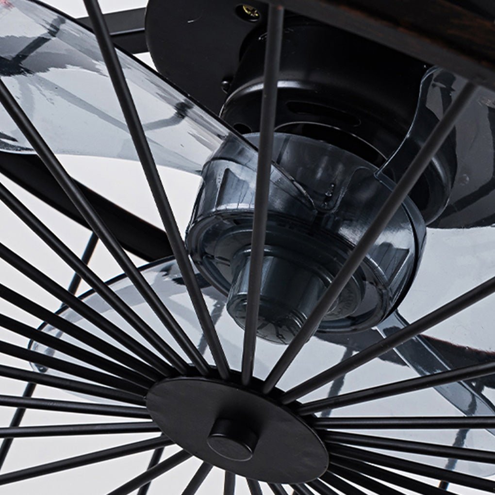 Retro Industrial Timing Three Speed Wind Regulation Mute Cage Ceiling Fan Lamp