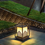 Outdoor Garden Light with Mountain Scene Shade in Stainless Steel