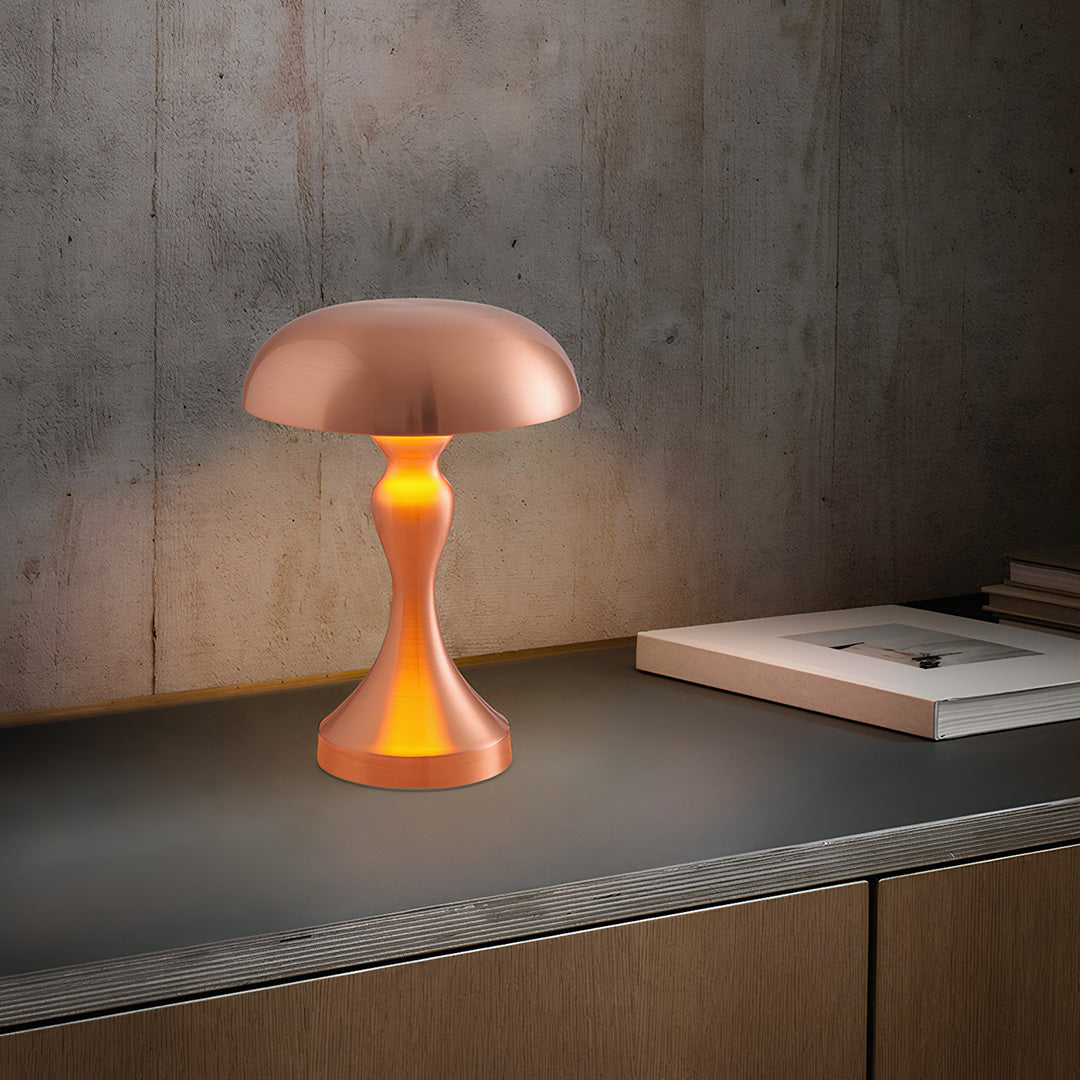 Mushroom Table Lamp, Retro Metal Dimmable LED Desk Light